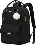 Women Laptop Backpack 17.3in for Work College, Cute School Bag Bookbag for Teen Girls Big Students Middle High School, Black