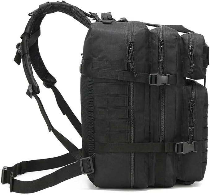 Tactical Backpack for Men, 45L Military Gym Backpacks, Large 3-Day Assault Pack Bug Out Bag MOLLE Daypack for Rucking Fishing Camping(Black)