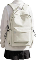 SEAFEW Small Backpack for School Girls Kids Women, Waterproof Bookbag Cute High School Backpack for Men Teen Boys, Lightweight College Back Pack Mochilas Escolares para Casual Daypack Rucksack White