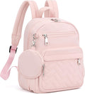 Mini Backpack for Women Small Backpack Purse, Anti Theft Backpack Waterproof Lightweight Puffer Back packs for Travel, Work with Coin Purse Pink