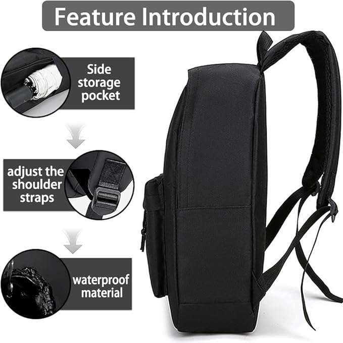 Multifunctional Casual Backpack for Men Women, Lightweight Water-Resistant School Bookbag for College Work Travel, Black 01