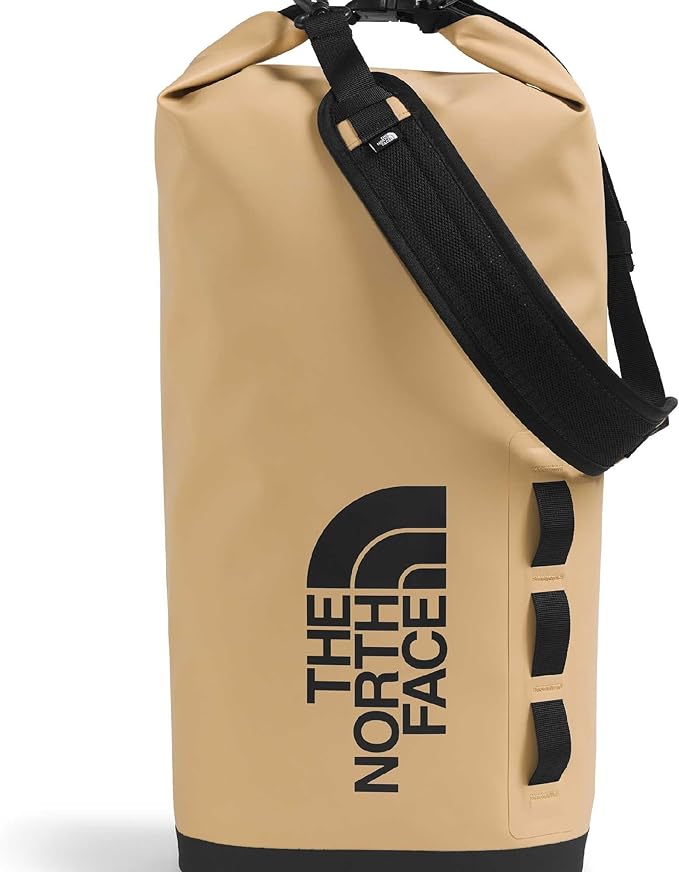 The North Face Base Camp Dry Bag - Roll-Top Waterproof Stuff Sack, Ideal for Camping Gear & Kayak Accessories, Khaki Stone/TNF Black, 18 Liters