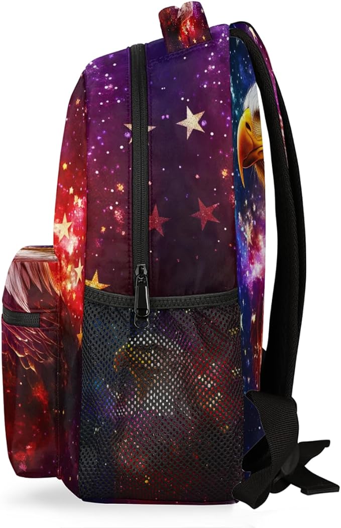 Pardick Eagle American Flag Backpack for Kids Girls Boys Lightweight School College Students 18in Bookbag Large Capacity Computer Backpacks Laptop Rucksack Travel Gym Hiking Camping Daypack