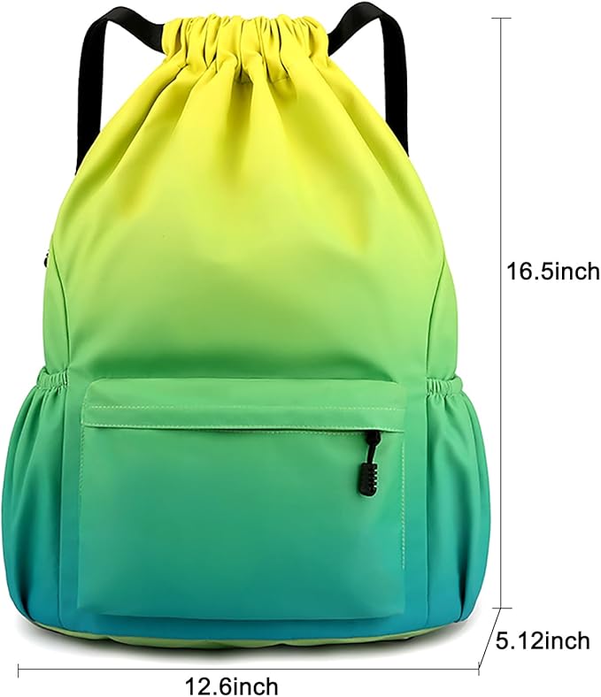 Drawstring Backpack for Women Drawstring Gym Bag Water Resistant Small Cinch Sack Pull String Backpack Bag (Red-Blue)