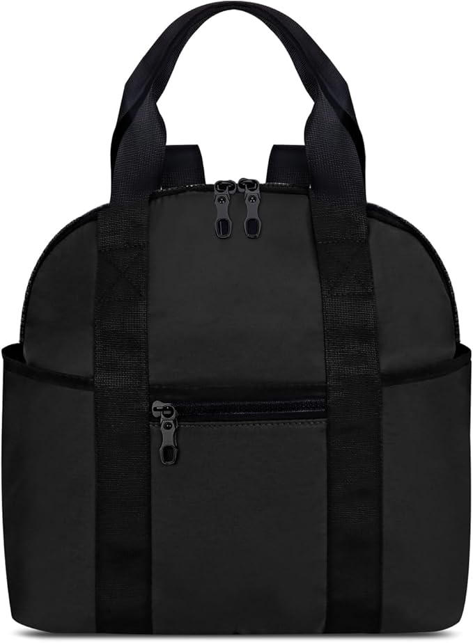 Women’s Backpack Purse Medium Size with Trolley Sleeve, Adjustable Strap/Top Handle, Water Resistant Travel Daypack, Black