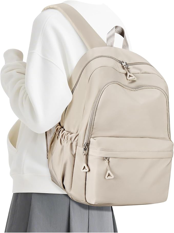 Casual Laptop Backpack for Women Men College Bookbag Waterproof Lightweight School Bag 15.6inch Laptop Daypack Large Capacity School Backpack for Teens Boys Girls (khaki)