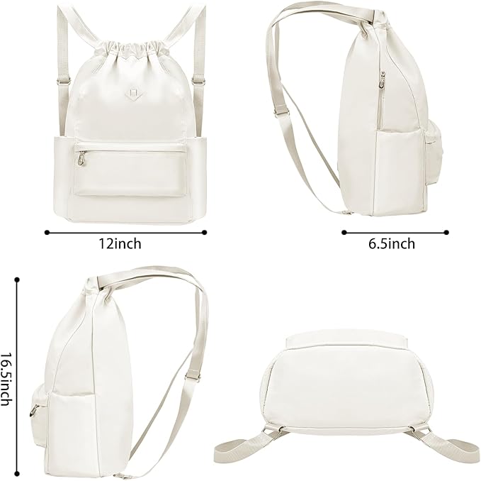 Drawstring Backpack with Wet Pocket Gym Backpack Water-Resistant Cinch String Bag Beach Swim for Women Men