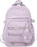 Cute School Backpack for Teen Girls Backpack for School Aesthetic College Backpack for Kids Students Large Travel Laptop Capacity Casual Daypacks Solid Color(Purple)