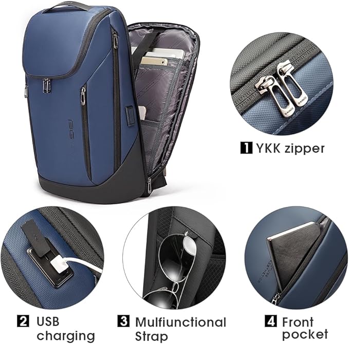 BANGE Business Smart Backpack Waterproof fit 15.6 Inch Laptop Backpack with USB Charging Port,Travel Durable Backpack