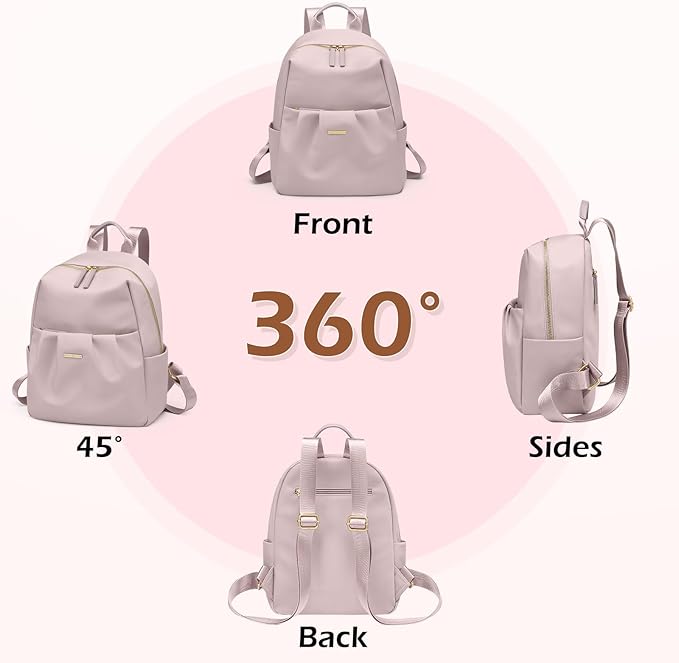 Small Backpack for Women Lightweight Mini Cute Back pack Daypack Purse fot Casual Daily Travel College Work,9.7 Inch,Greyish pink