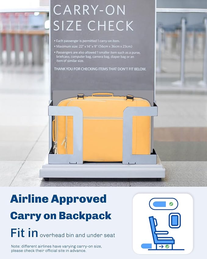 Hynes Eagle Carry on Backpack 38L Large Travel Backpack for Women Flight Approved Weekender Bag Laptop Backpack Men 15 inches Yellow