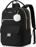 School Backpacks for Teen Girls, High School College Bookbag Cute Laptop Backpack with Charging Hole for Women Travel Work, Black