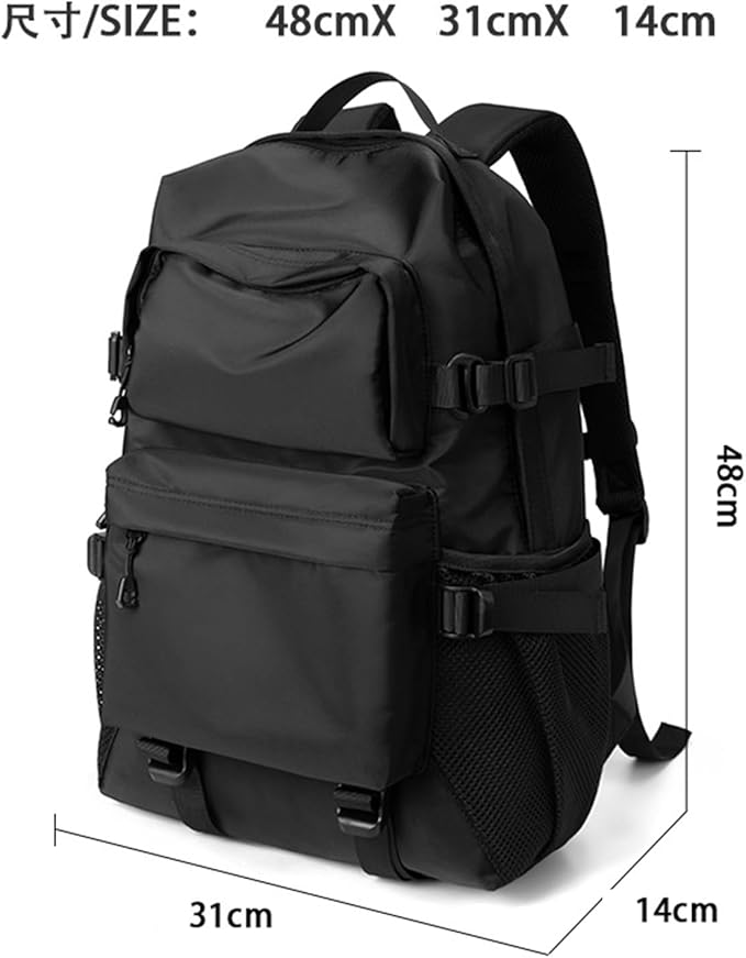 Men's Carry On Travel Backpack - 13 Inch Laptop Compartment, Large Capacity Waterproof Black Bag for Outdoor Hiking