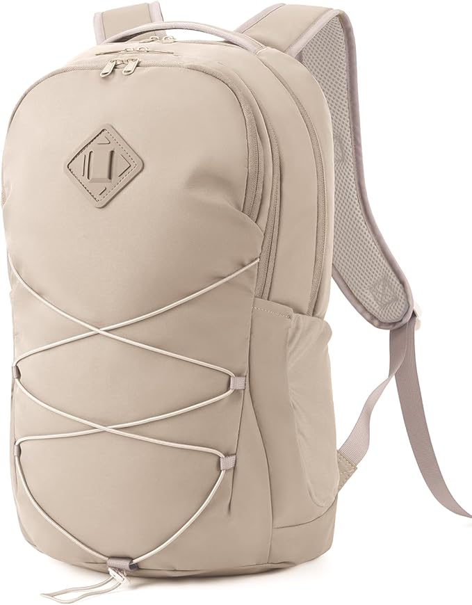 WANDF 15.6-Inch Laptop Backpack for Women, Travel Backpack Water-Resistant Lightweight College Backpack for Work Casual Business Weekender (Khaki)