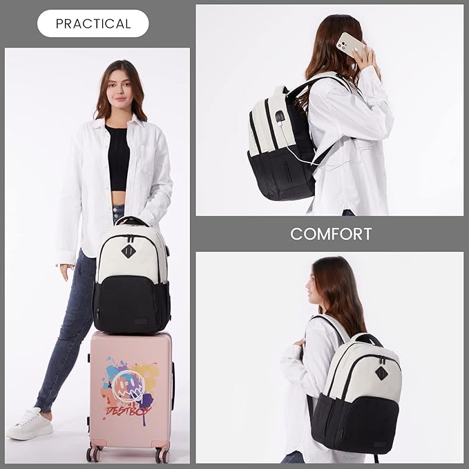 LOVEVOOK School Backpack for Women Men Classic Backpack with 15.6" Laptop Compartment Lightweight Bookbag for College Work High School