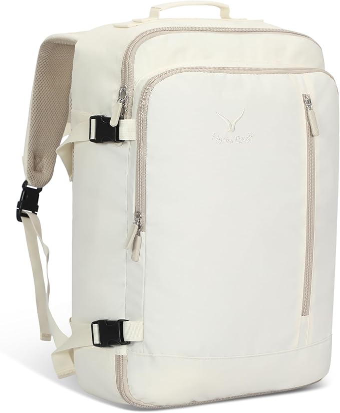 Hynes Eagle Carry on Backpack 38L Large Travel Backpack for Women Flight Approved Weekender Bag Laptop Backpack Men 15 inches Beige