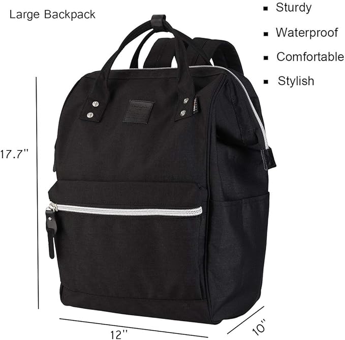himawari Large Travel Backpack with Laptop Compartment 17 Inch Roomy Doctor Bag College backpack for Women&Men-Not include USB Port(1882-black&plus)