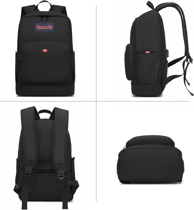 Classic Casual Backpack, Lightweight Daypack with 10 Pockets, Laptop Compartment, EVA Foam Pad (Black)