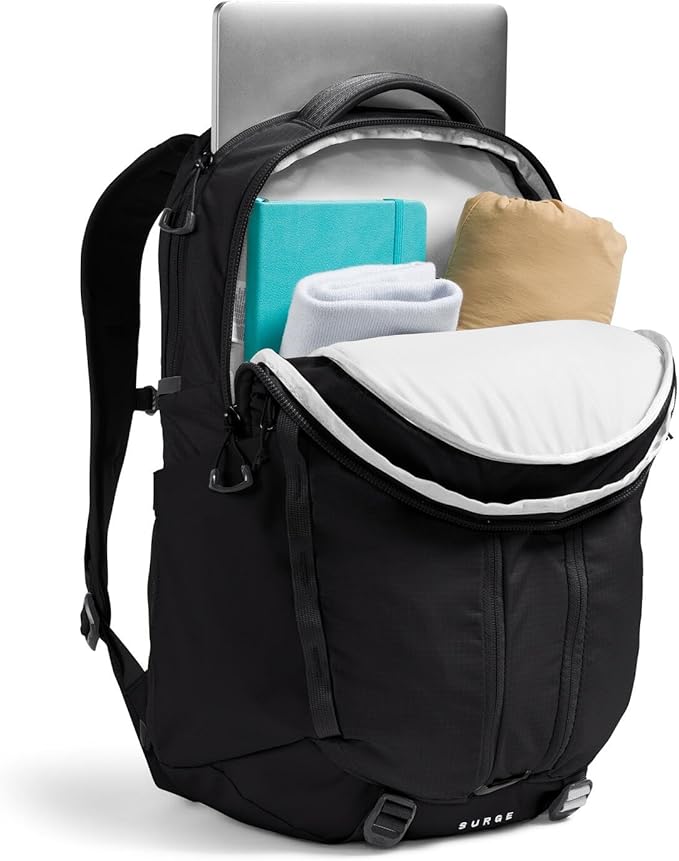 The North Face Women's Surge Commuter Laptop Backpack - Everyday Travel Bag, Laptop Sleeve, Water-Repellent, TNF Black/TNF Black-NPF, One Size