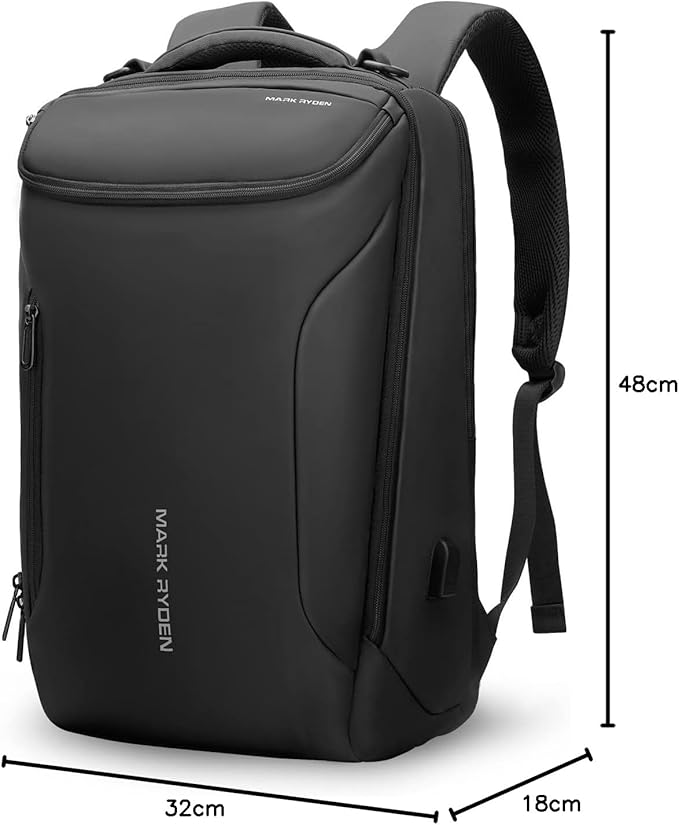MARK RYDEN Business Backpack for Men, Waterproof High Tech Backpack with Sport Car Shape Design and USB Charging Port, Travel Laptop Backpack Fits 17.3 Inch Notebook