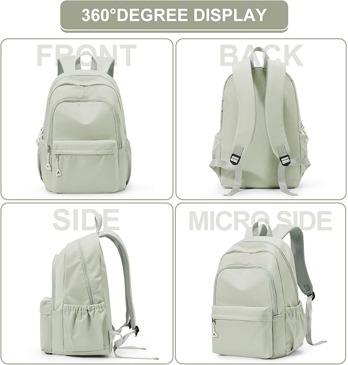 suwasp Casual Laptop Backpack for Women Men Waterproof Lightweight Backpacks Bag 15.6inch Laptop Daypack Large Capacity Backpack, Light Green
