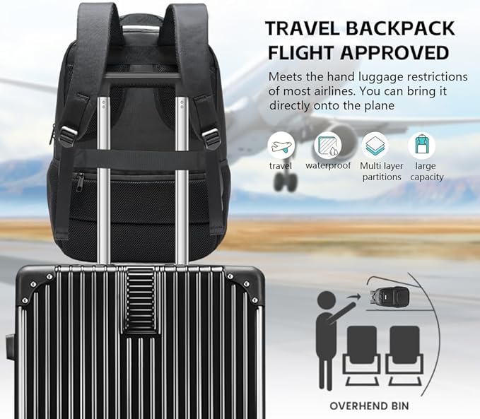 Travel Laptop Backpack, 40L Water-Resistant & Durable Business Backpack, Airline-Approved for Carry-On, Fits 17.3-inch Laptops, Suitable for School & Daily Commute