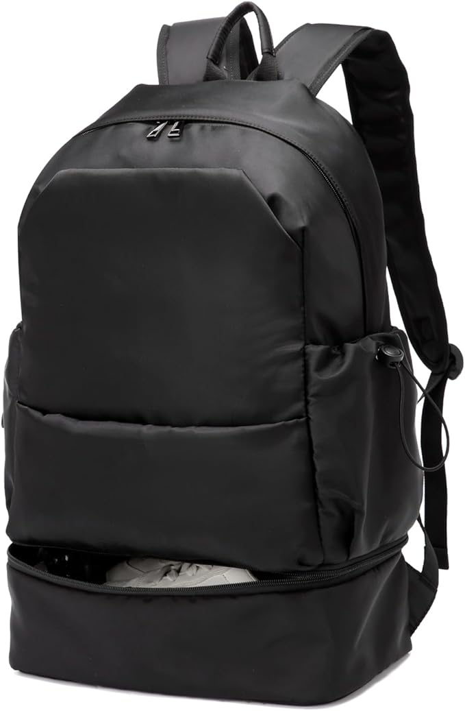 seyfocnia Large Gym Backpack for Men,Waterproof Travel Backpack With Shoe Compartment Lightweight Sports Gym Bag Casual Daypack-Black