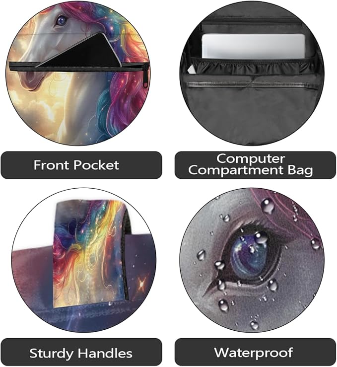 Pardick Unicorn Galaxy Cute Backpack for Kids Girls Boys Lightweight School College Students 18in Bookbag Large Capacity Computer Backpacks Laptop Rucksack Travel Gym Hiking Camping Daypack