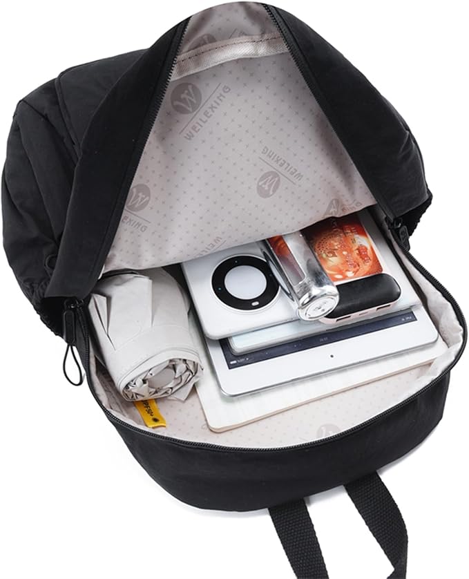 Small Nylon Backpack Mini Casual Daypack Lightweight Backpack for Women Travel Purse (Beige)