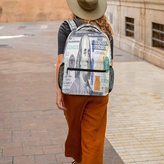 Pardick Dollars Money Backpack for Kids Girls Boys Lightweight School College Students 18in Bookbag Large Capacity Computer Backpacks Laptop Rucksack Travel Gym Hiking Camping Daypack