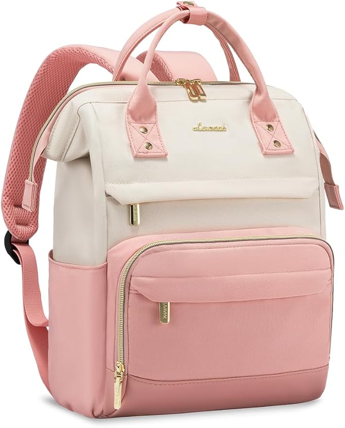 LOVEVOOK Mini Backpack for Women, 14Inch Small Backpacks Purse, Fashion Bag for Work Travel Gift, Lightweight Daypack, Beige-Pink