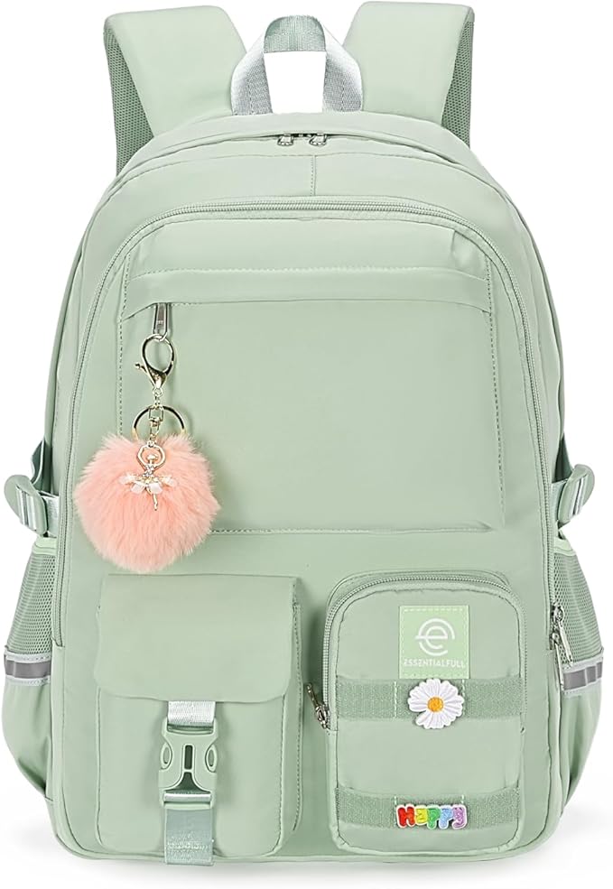 School Backpack for Girls & Women, Bookbag for Middle School & College, Large Travel Daypack for Laptop (Mint green)