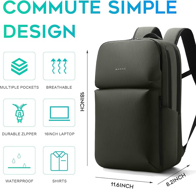 FUTURE AESTHETICS Smart Waterproof Travel Backpack Business Flight Approved Carry on Backpack for Men Women ，Large Capacity Laptop Backpack，Water Resistant Computer Backpack Fits 16 Inch Laptop(Green)
