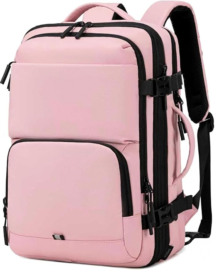 Carry On Travel Backpack, Expandable Extra Large Airline Approved,Lightweight Daypack for Men and Women（Pink）