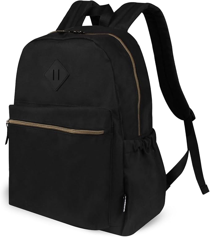 Black Backpack for School Teens Boys Girls, Lightweight Casual Backpacks for Men and Women, Classic Basic Water Resistant Casual Daypack, 15.6 Inch Laptop Bookbag for College High School Work Travel