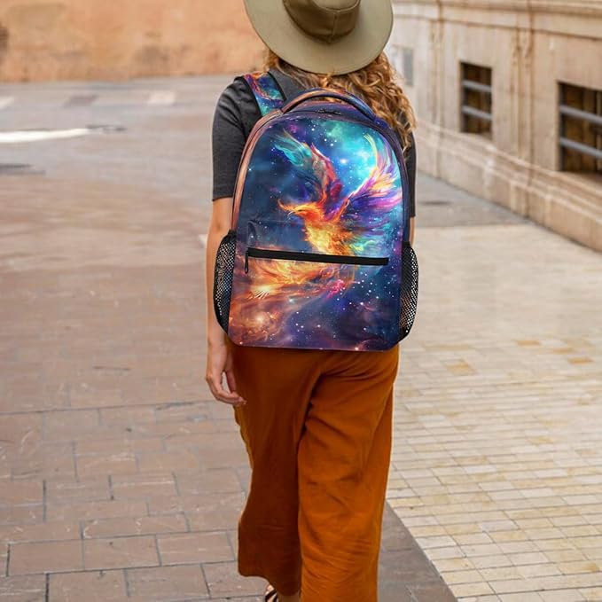 Pardick Galaxy Phoenix Backpack for Kids Girls Boys Lightweight School College Students 18in Bookbag Large Capacity Computer Backpacks Laptop Rucksack Travel Gym Hiking Camping Daypack