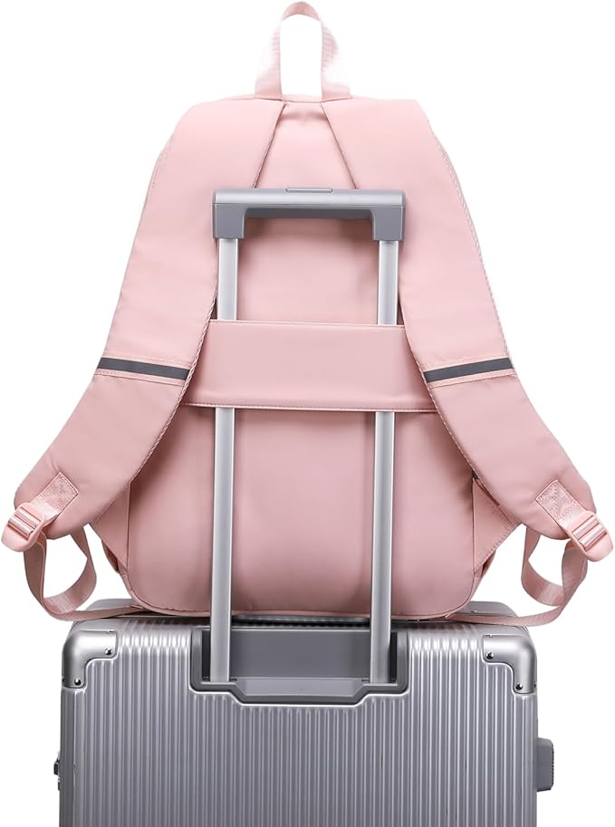 School Backpack for Girls & Women, Bookbag for Middle School & College, Large Travel Daypack for Laptop (Pink)