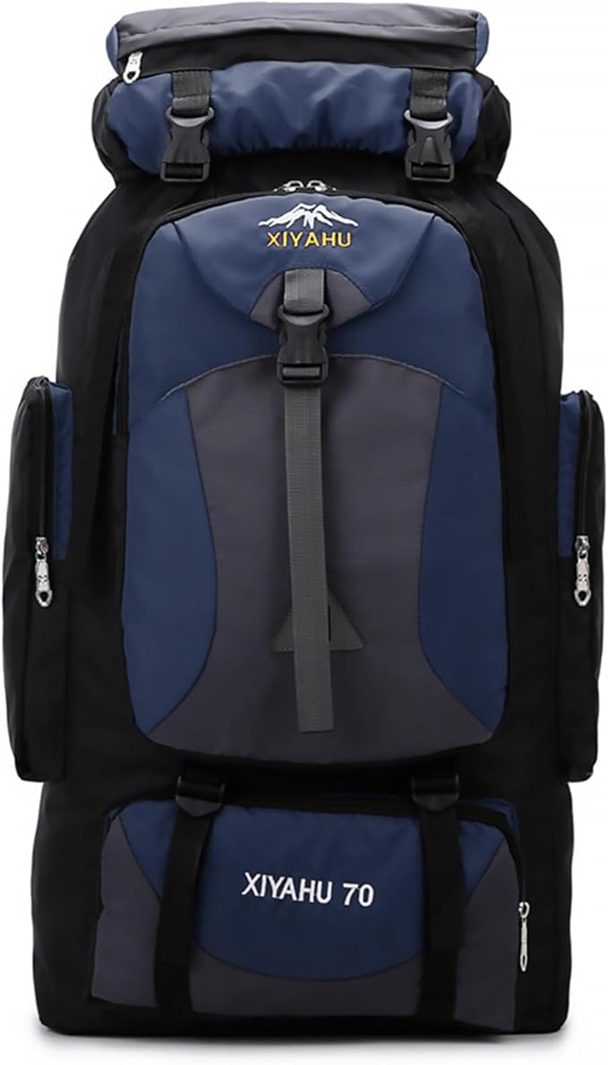 Lawaia 70L Hiking Backpack Large Camping Pack Backpacking Bag Rucking Backpacks Outdoor Trekking Travel Rucksack for Men Women-Dark Blue