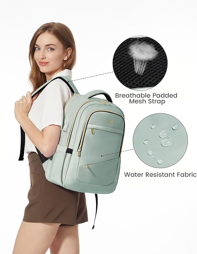 LOVEVOOK Laptop Backpack for Women, 17 Inch Slim Computer Bag with Separate Computer Compartment for Work Travel Business