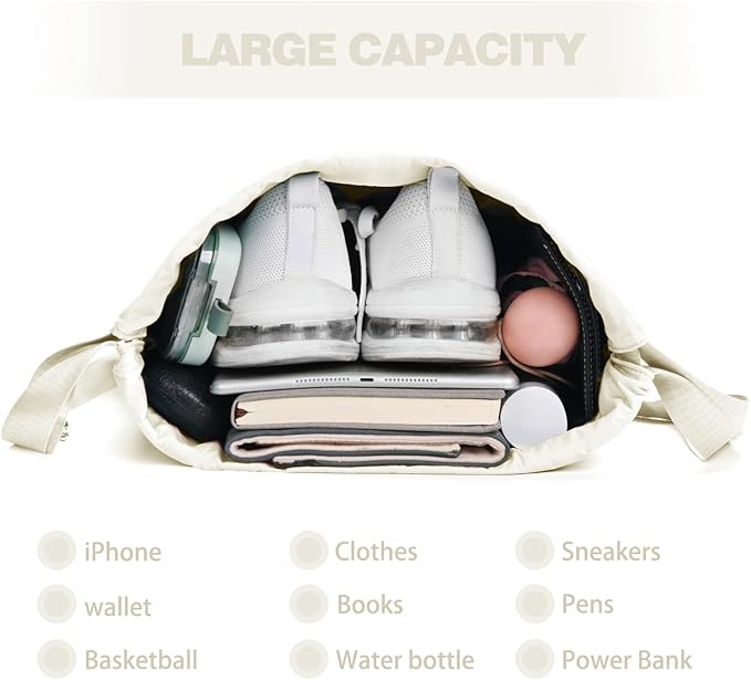 Drawstring Backpack with Wet Pocket Gym Backpack Water-Resistant Cinch String Bag Beach Swim for Women Men
