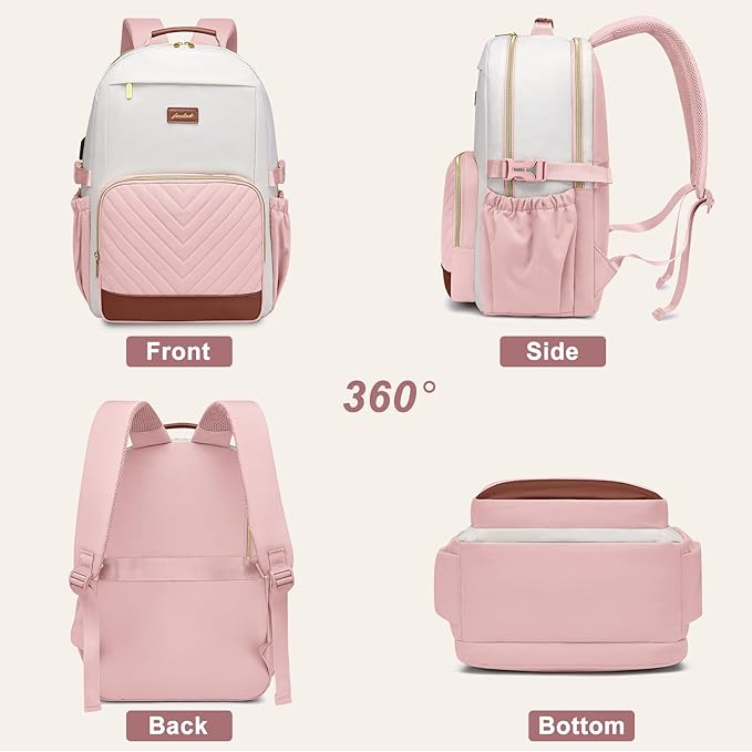 Laptop Backpack for Women Bookbag: 15.6 inch Work Backpacks with Pouch Pocket for Large Capacity Cup & USB Charger College Book Bag Travel Business Nurse Teacher Bookbags Anti-theft Back Pack
