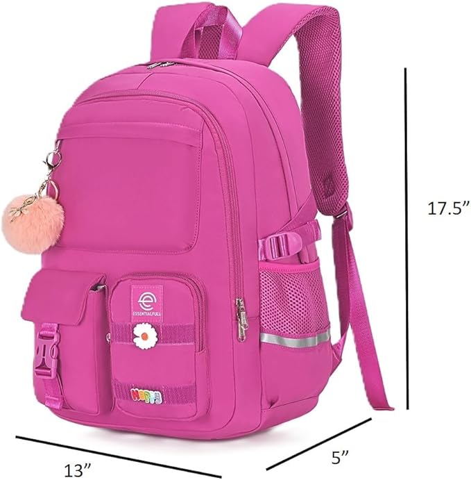 School Backpack for Girls & Women, Bookbag for Middle School & College, Large Travel Daypack for Laptop (Fuchsia)