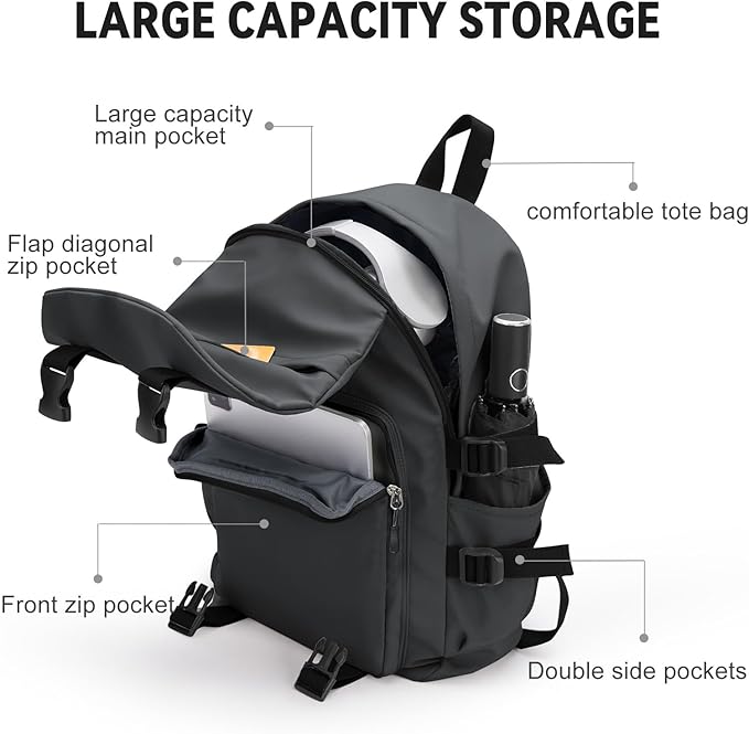 Casual Daypack Large upgraded version College Laptop Backpack for Men Women Water Resistant Lightweight School Bag Travel Rucksack for Sports High School Middle Bookbag for girls Size L(Dark grey)