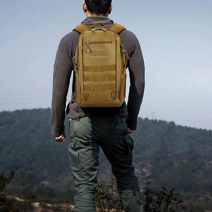 HUNTVP 20L Tactical Backpack Military MOLLE Backpack Daypack Rucksack Gear Tactical Assault Pack Bag for Hunting Camping Trekking (20L-Dark Brown)