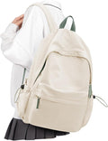 VECAVE School Backpack for Women Men, Lightweight Travel Casual Daypack Laptop Rucksack, Waterproof College High Secondary School Bags Bookbag for Boys Girls Teens BeigeGreen