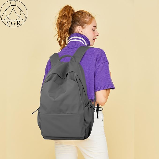 YGR Laptop Backpack for Women and Men, Waterproof Lightweight Travel Daily Rucksack Casual 15.6 inches Computer Bags for College, Grey