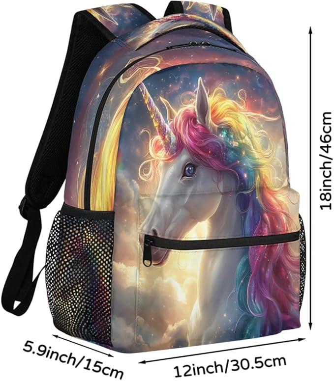 Pardick Unicorn Galaxy Cute Backpack for Kids Girls Boys Lightweight School College Students 18in Bookbag Large Capacity Computer Backpacks Laptop Rucksack Travel Gym Hiking Camping Daypack