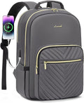 LOVEVOOK Laptop Backpack for Women 18.4 inch,Cute Womens Travel Backpack Purse,Professional Laptop Computer Bag,Waterproof Work Business College Teacher Bag Carry on Backpack with USB Port,Purple Gray