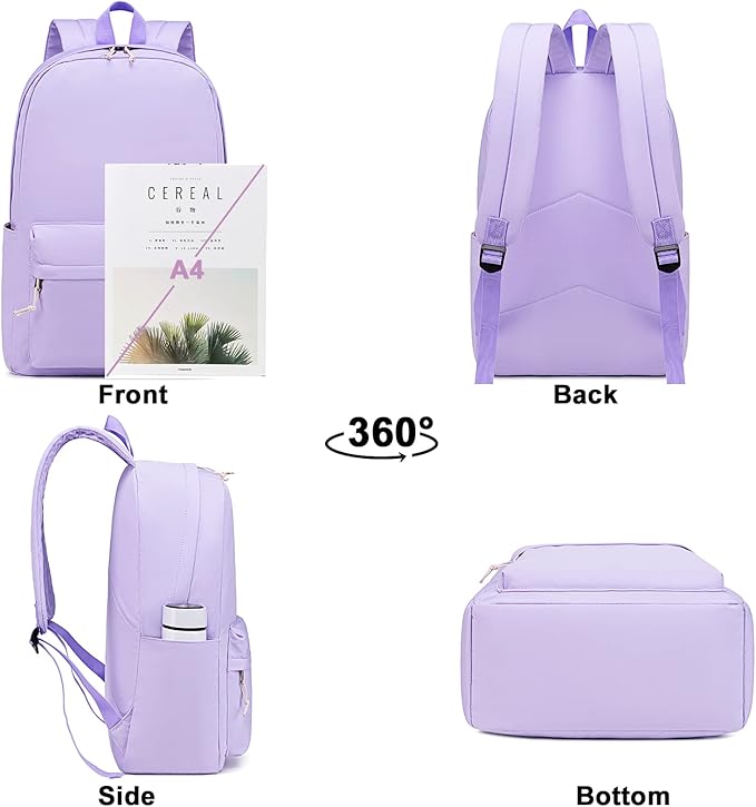 School Backpack for Teen Girls Women Laptop Backpack College Bookbags Middle School Travel Work Commuter Back Pack（Lavender）