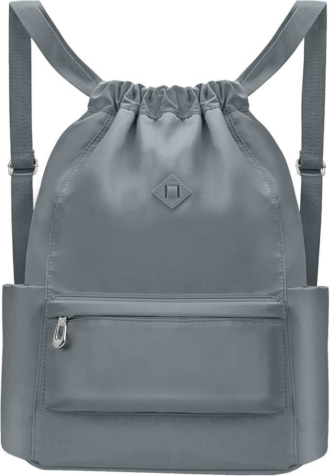 Drawstring Backpack with Wet Pocket Gym Backpack Water-Resistant Cinch String Bag Beach Swim for Women Men
